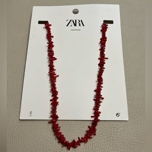 NWT - Zara Long Red Coral Necklace - 30”